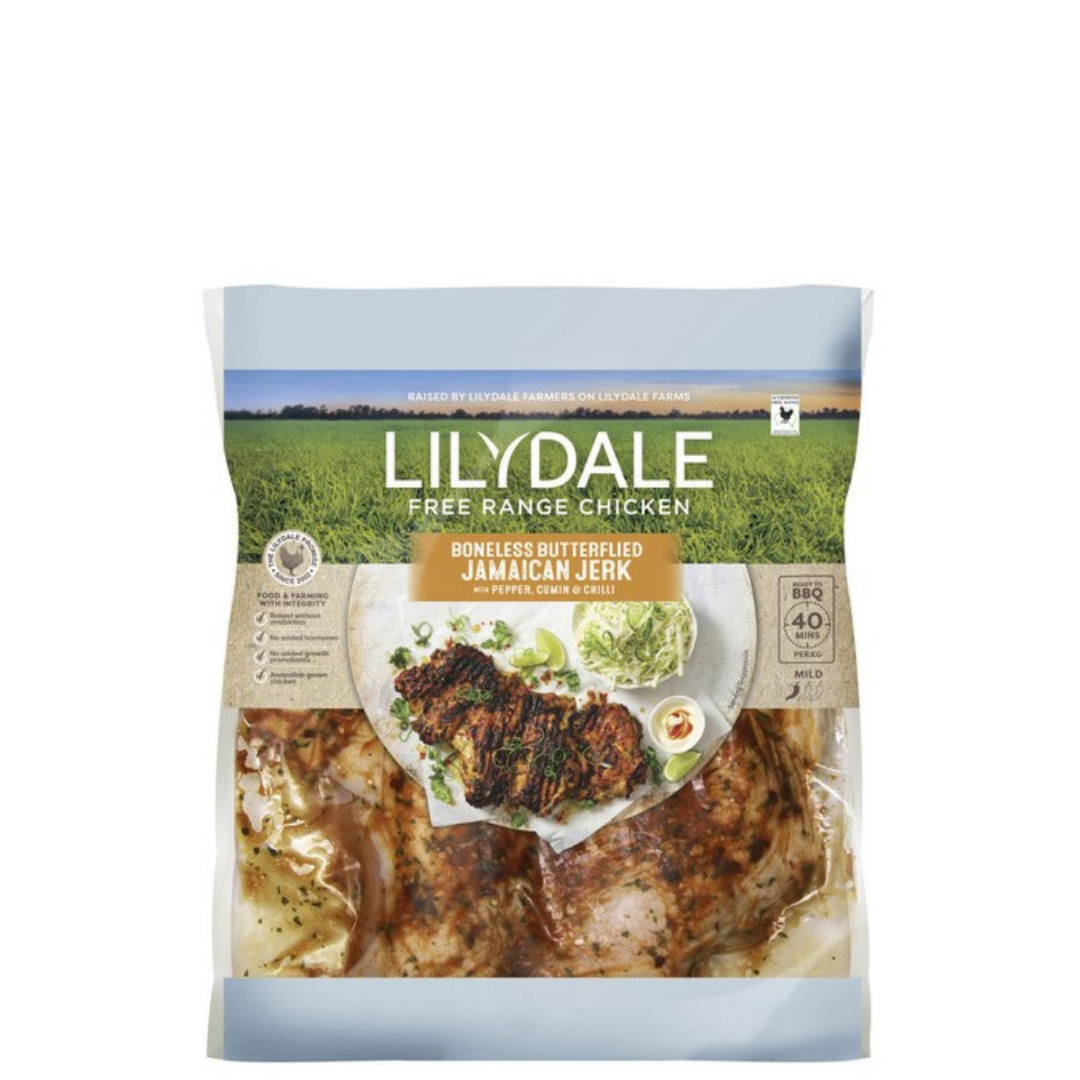 Lilydale Butterflied (Boneless) Whole Chicken - Jamaican Jerk 1.2-1.3kg  WEBSITE ONLY