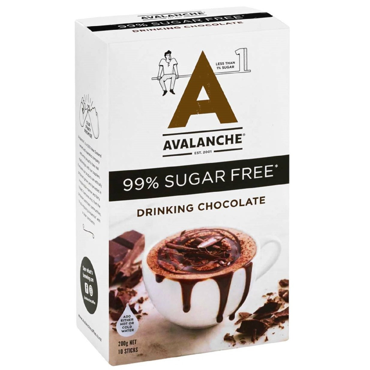 Avalanche 99% Sugar Free Drinking Chocolate 10 Pk