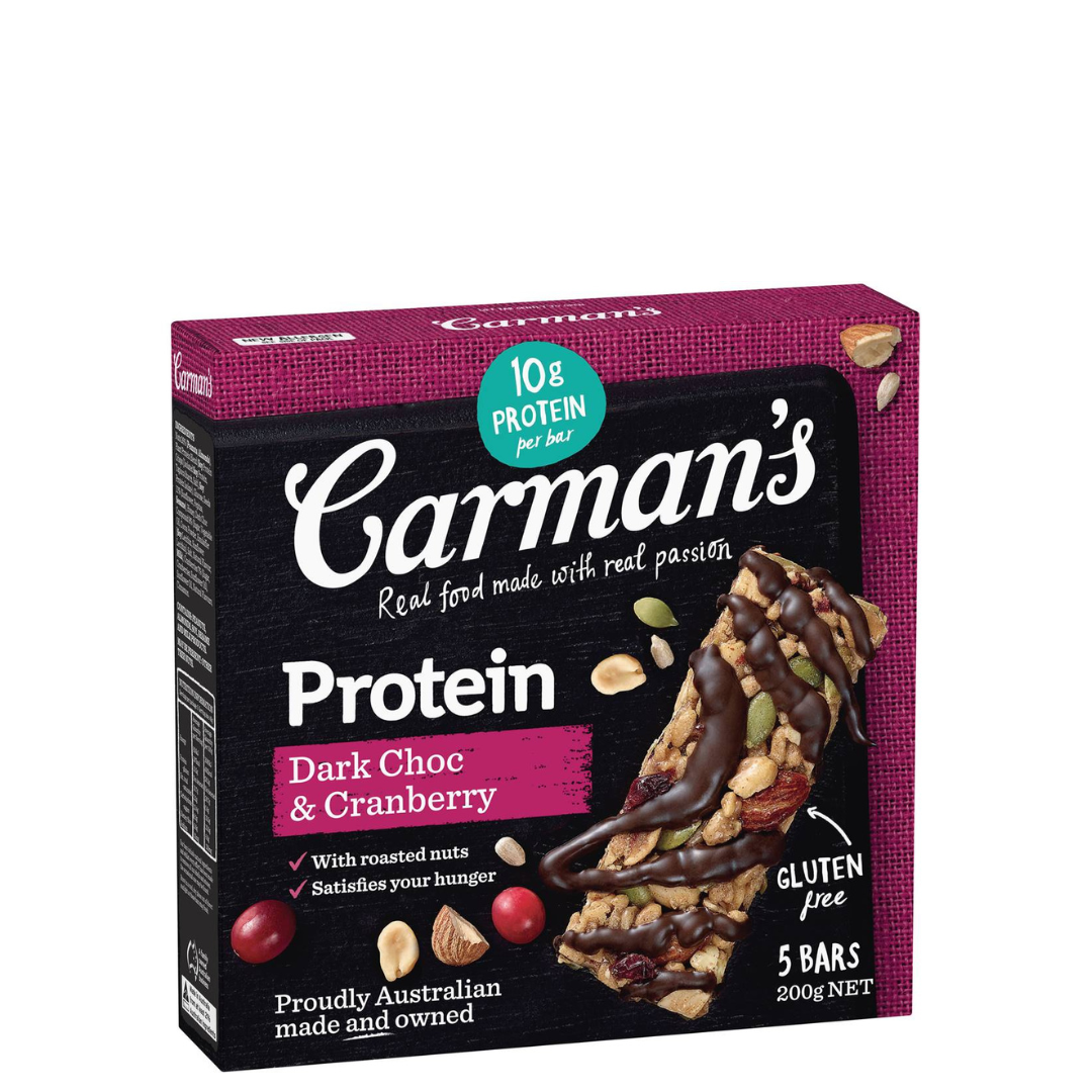 Carmans Dark Choc & Cranberry Protein Bars 6 x 5pk - BULK
