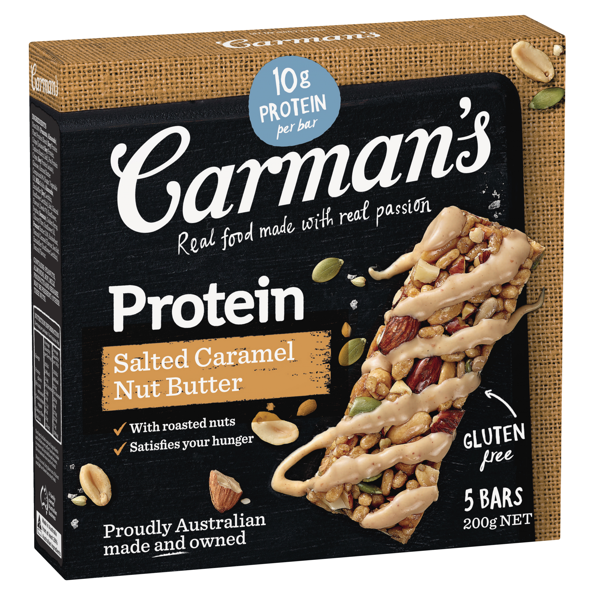Carmans Salted Caramel Nut Butter Protein Bars 5pk (GF)