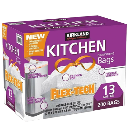Kirkland Kitchen  D/String Flexible Bag 49L 200 pk