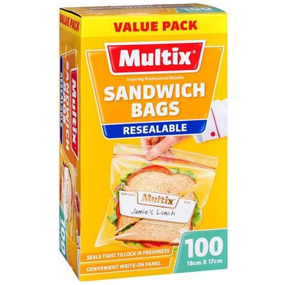 Multix Sandwich Bags Quickzip 18x17cm 100S