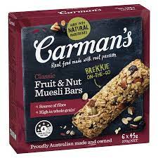 Carmans Muesli Bars Classic Fruit & Nut 6 pack 270g