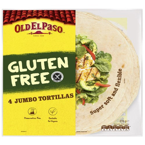 Old El Paso Gluten Free Jumbo Tortilla 215g 4pkt