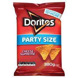 Doritos Corn Chips Cheese Supreme Party Size 380g
