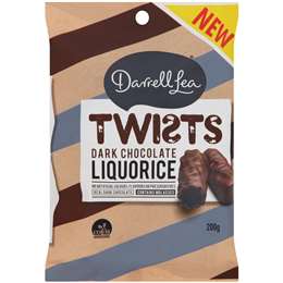 Darrell Lea Dark Choc Liquorice Twists 200g