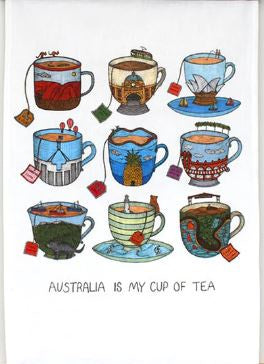 Aussie Teacup Artist Tea Towel