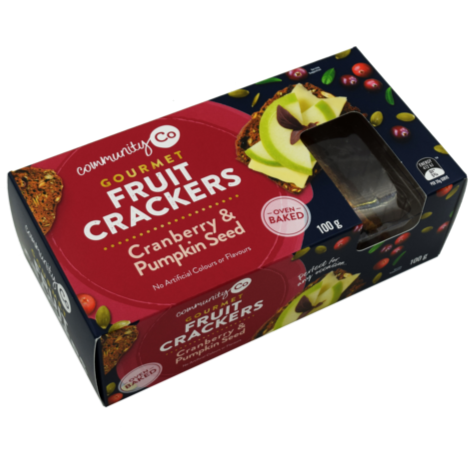 Community Co Gourmet Fruit Crackers, Cranberry and Pumpkin Seed 100g