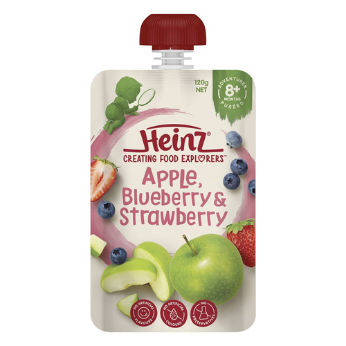 Heinz Baby Food 8+ Months Apple, Blueberry & Strawberry 120g