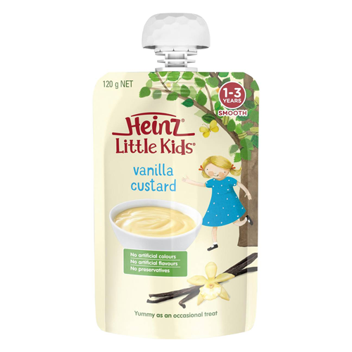 Heinz Little Kids Vanilla Custard Toddler Food Pouch 1-3 Years 120g