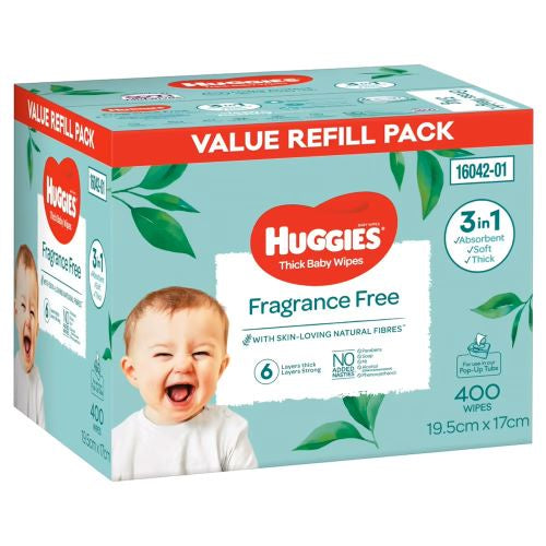 Huggies Baby Wipes Fragrance Free Mega Pack 400pce