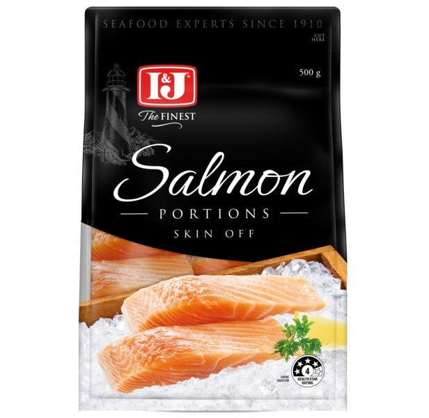 I & J Salmon Skin Off Portions 500g