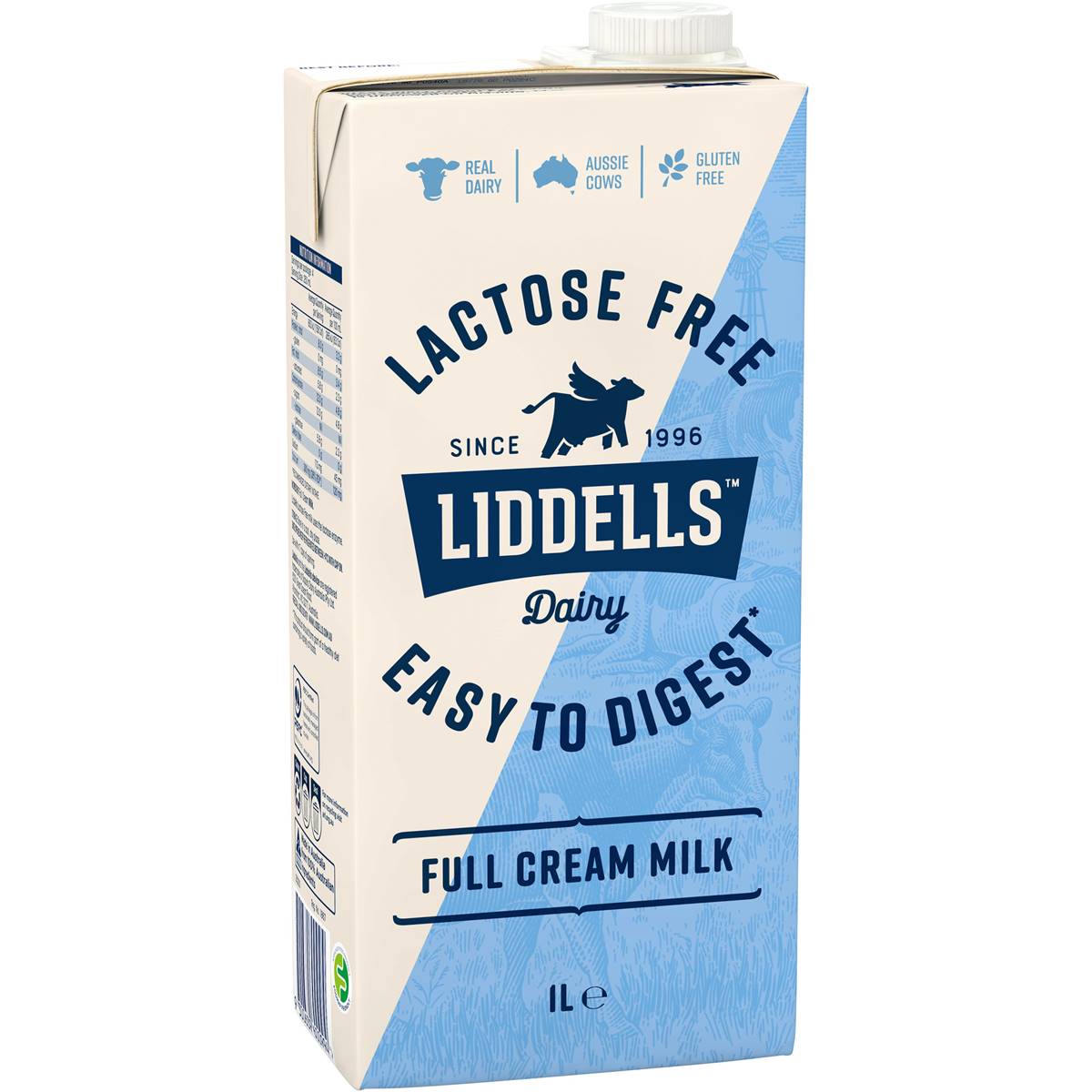 Liddells Lactose Free Full Cream Milk 1L