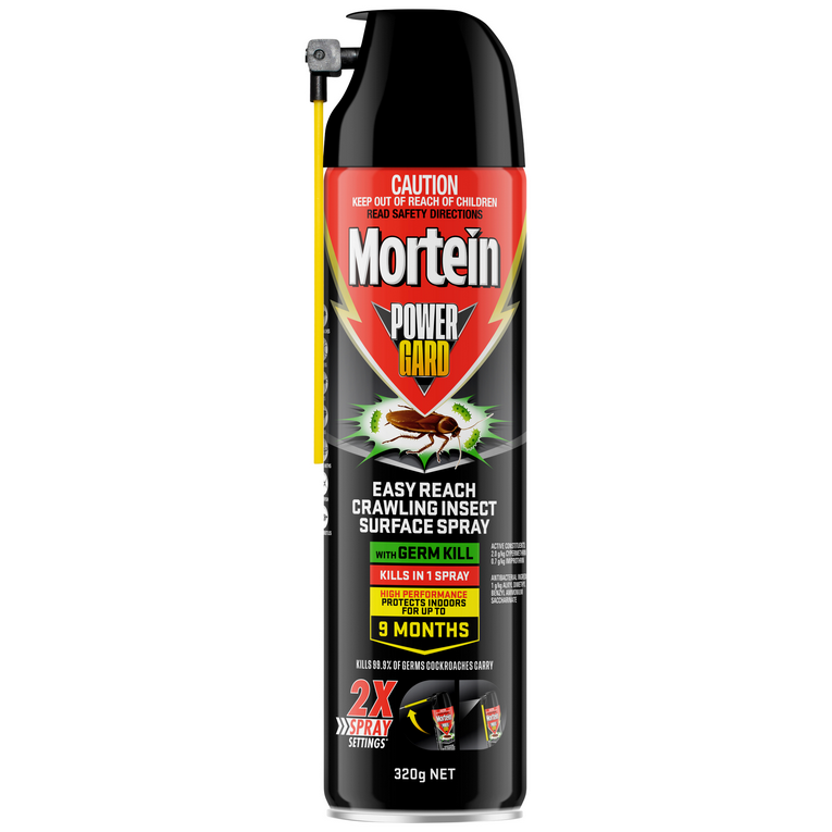 Mortein Powergard Crawling Insect Killer Easy Reach With Germ Kill 320g