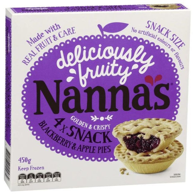 Nanna's 4 snack blackberry & apple pies 450g
