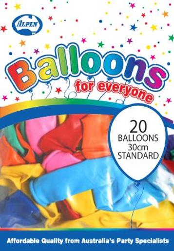 Balloons 30pk Assorted Colours