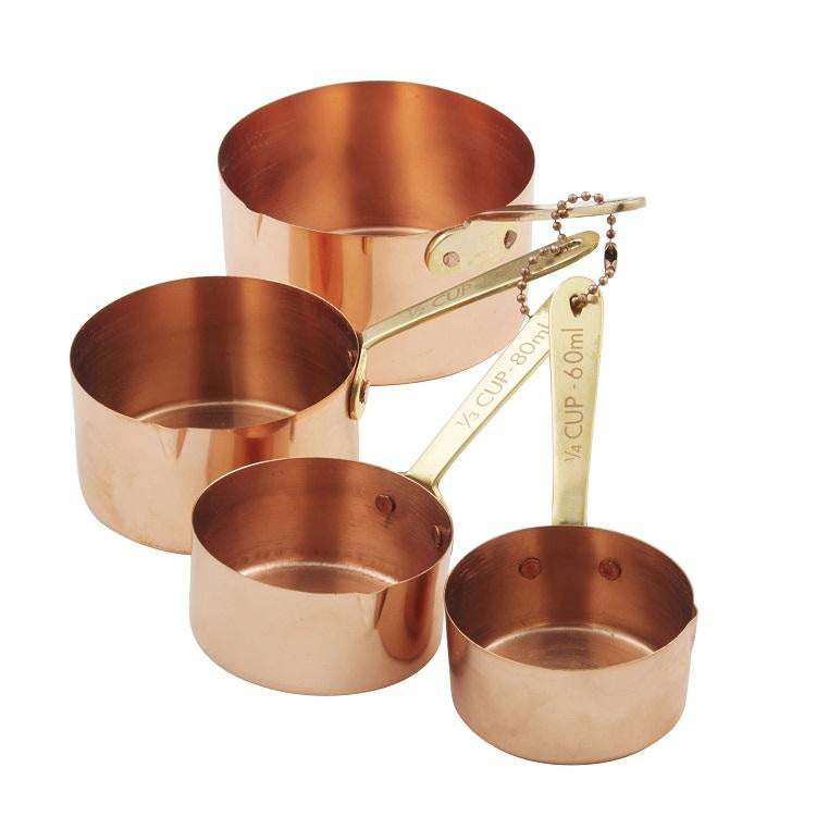 Academy Copper Measuring Cups w Brass Handles Set/4