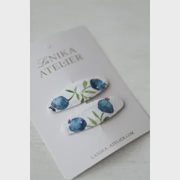 Oval Hair Clips Blueberries