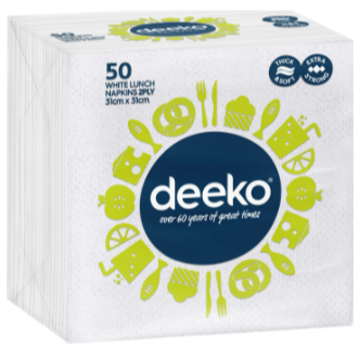 Deeko Entertainer Serviette 2Ply White 50S