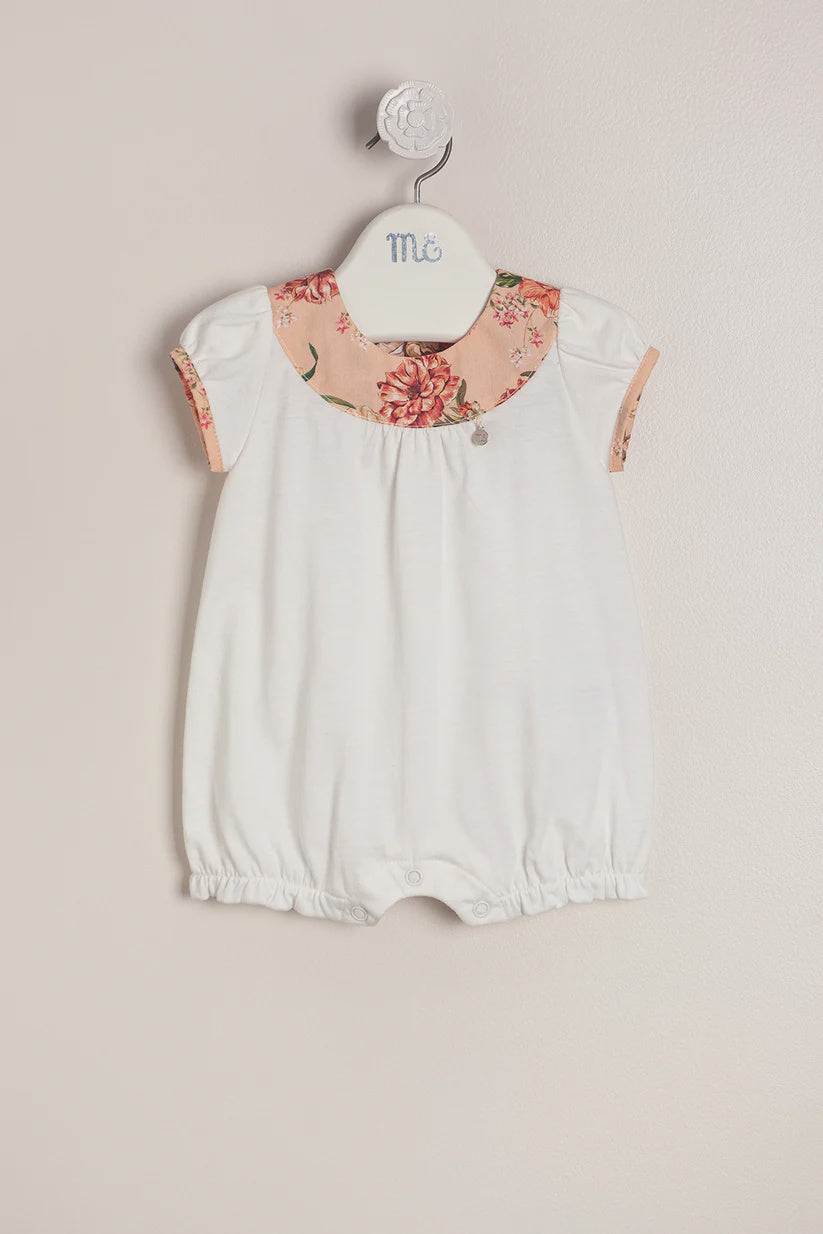 Baby Girl Spanish Floral Detail Romper Ecru 3m