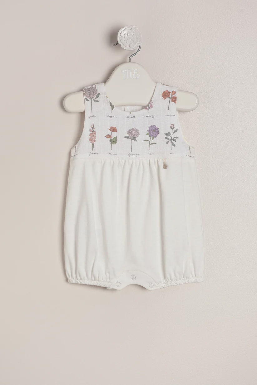 Baby Spring Print Romper Ecru 6m