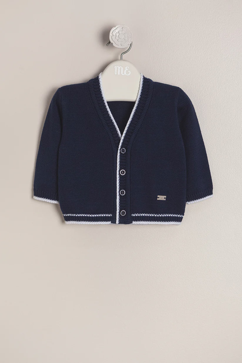 Baby Boy Button-Down Cardigan Navy with White 9m