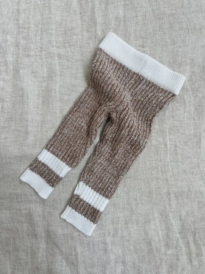 Brown & White Stripe Tights 6-12m