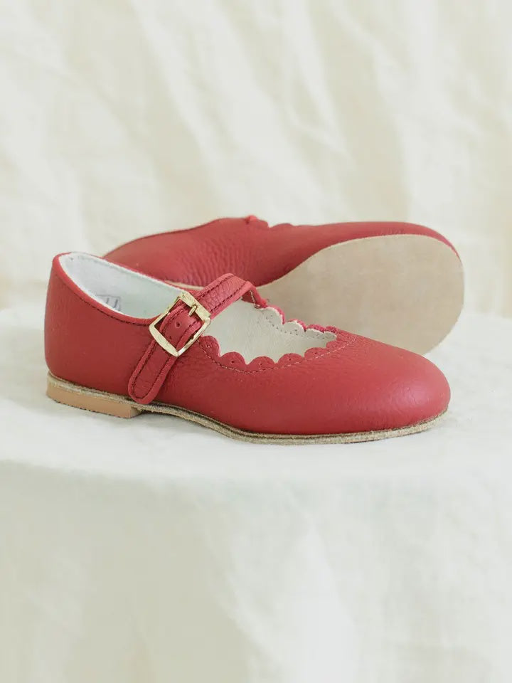 Scalloped Mary Jane - Burgundy