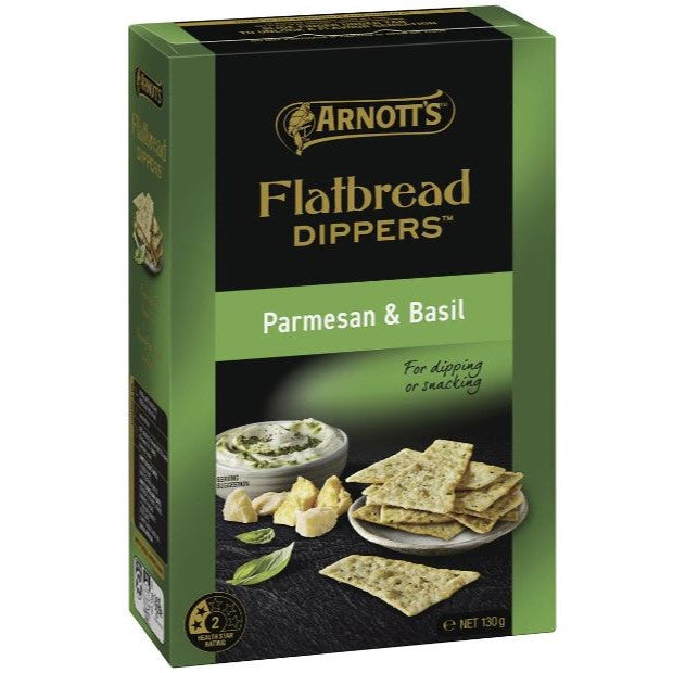 Arnott's Flatbread Dipper Crackers Parmesan & Basil 130g