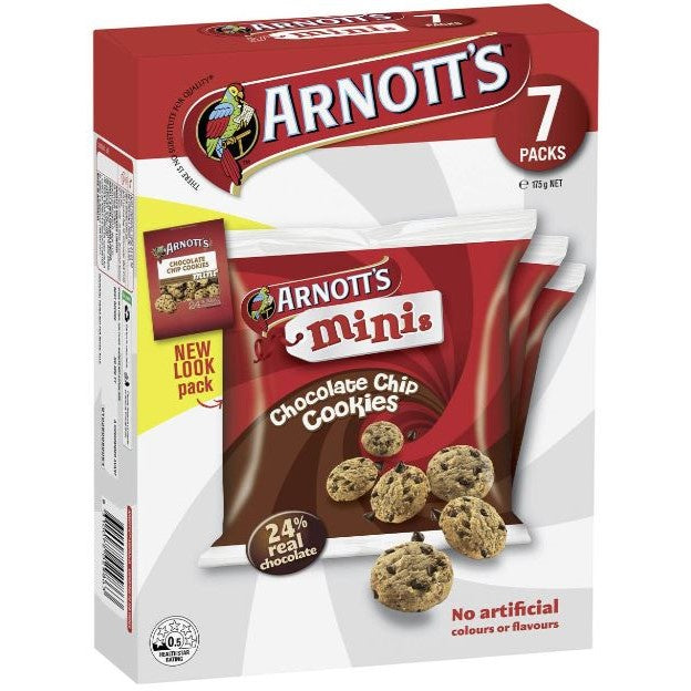 Arnott's Mini's Multipack Choc Chip Cookies 175g