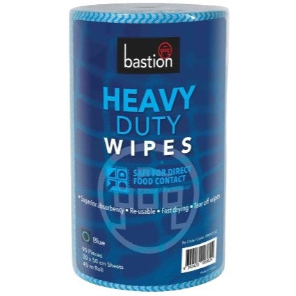 Bastion Heavy Duty Wipes Blue 30x50cm 90 per roll