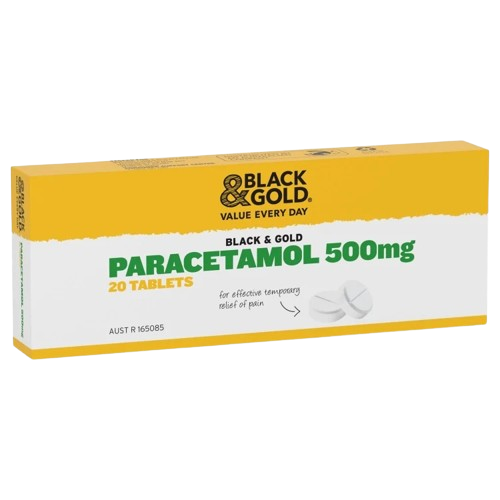 Black & gold paracetamol tablets  20pk