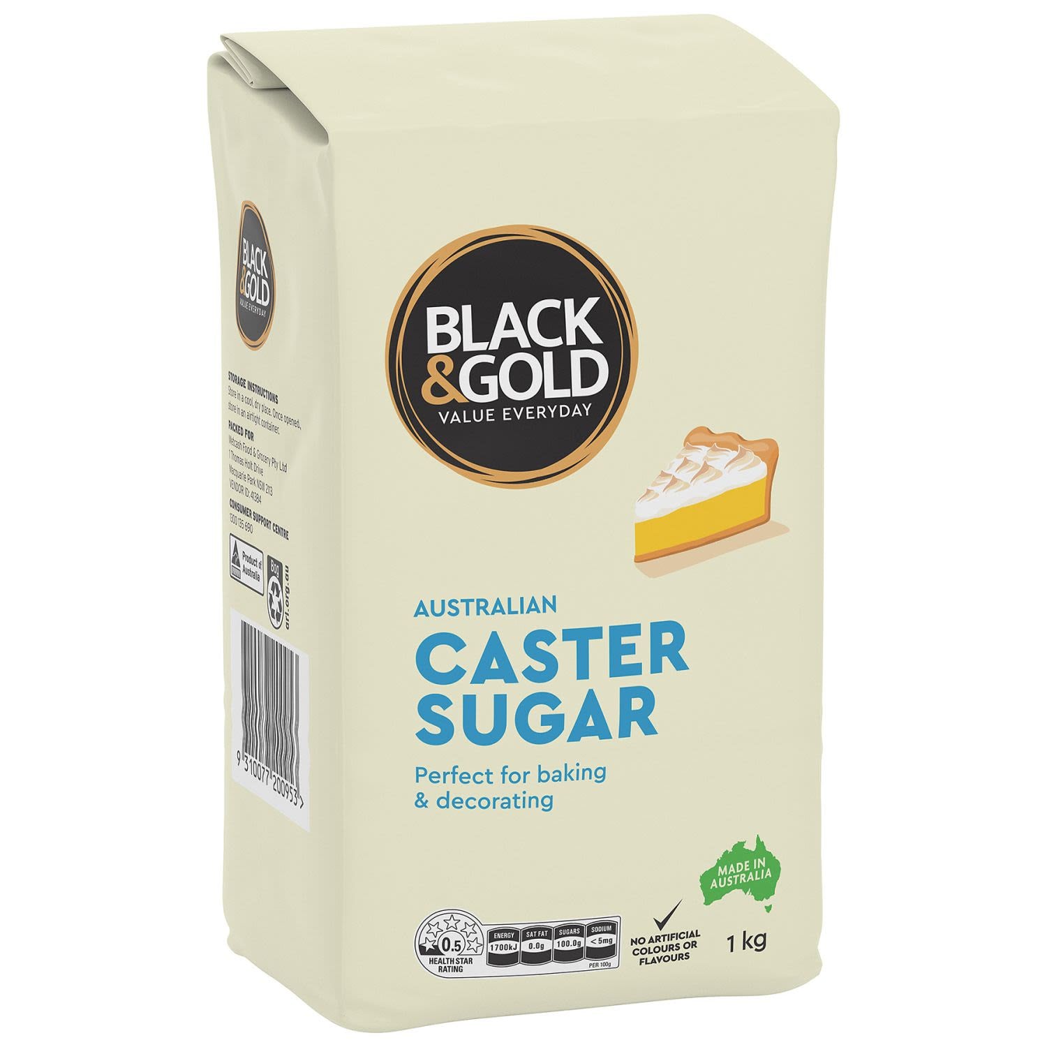 Black & Gold Caster Sugar 1kg