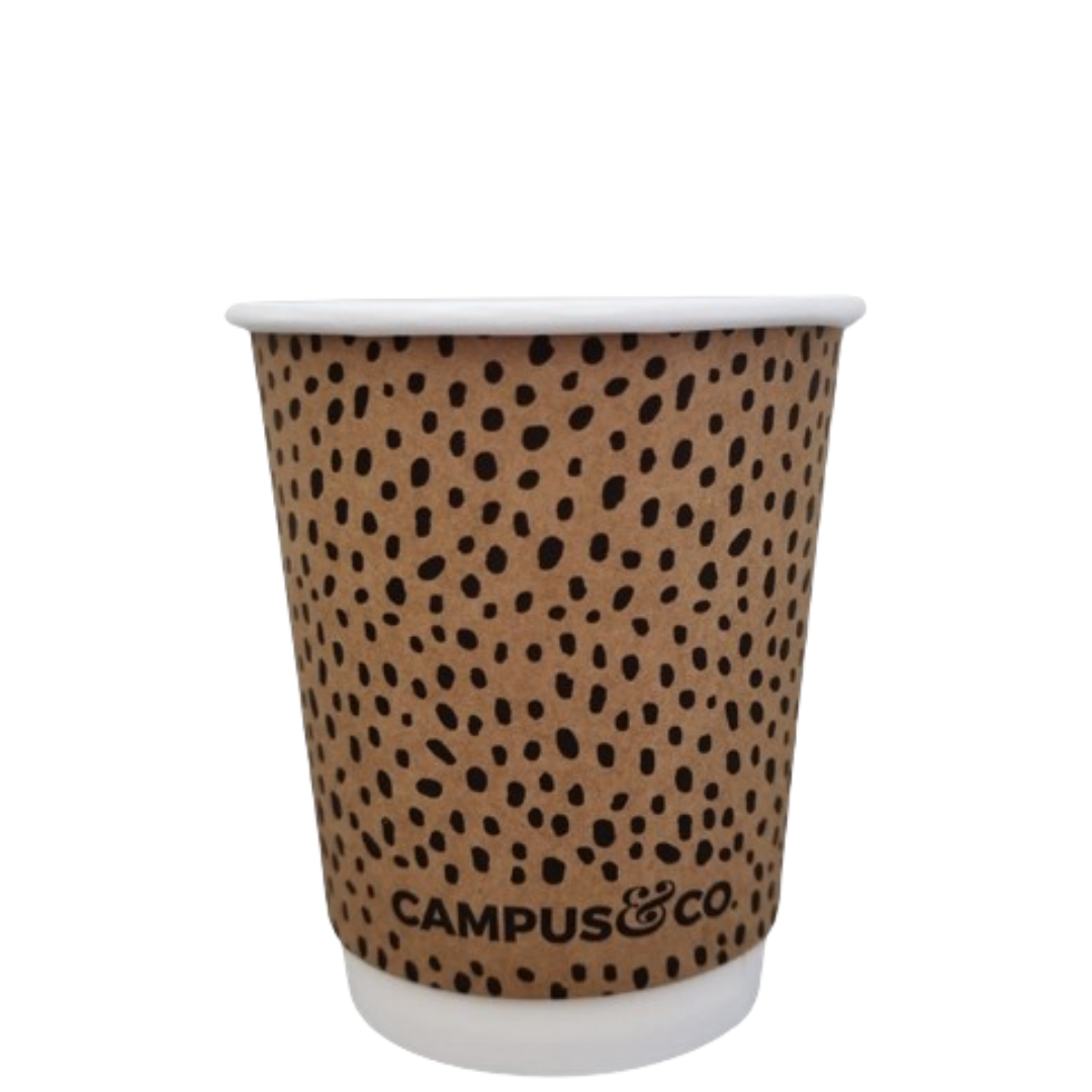 Campus&Co Coffee Cup ECO PLA Double Wall Abstract on Kraft 8oz 25/sleeve