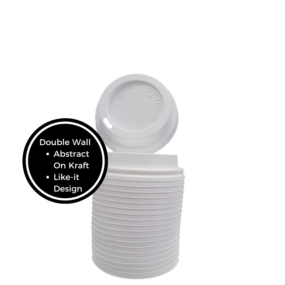 Campus&Co Disposable Double Wall Coffee Cup Lid White 50/sleeve to fit Abstract, Like It Design