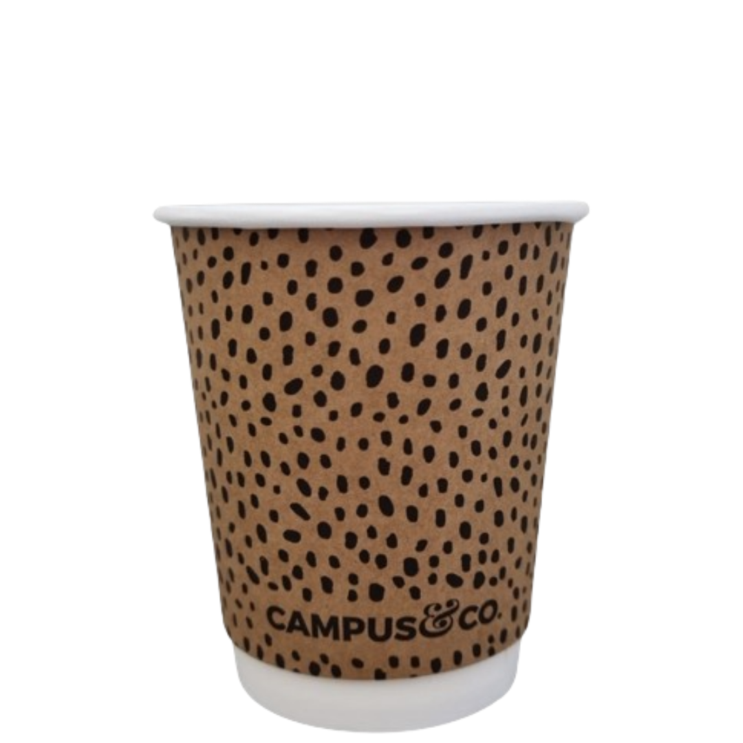 Campus&Co Coffee Cup Double Wall Abstract on Kraft 8oz - BULK Carton/500