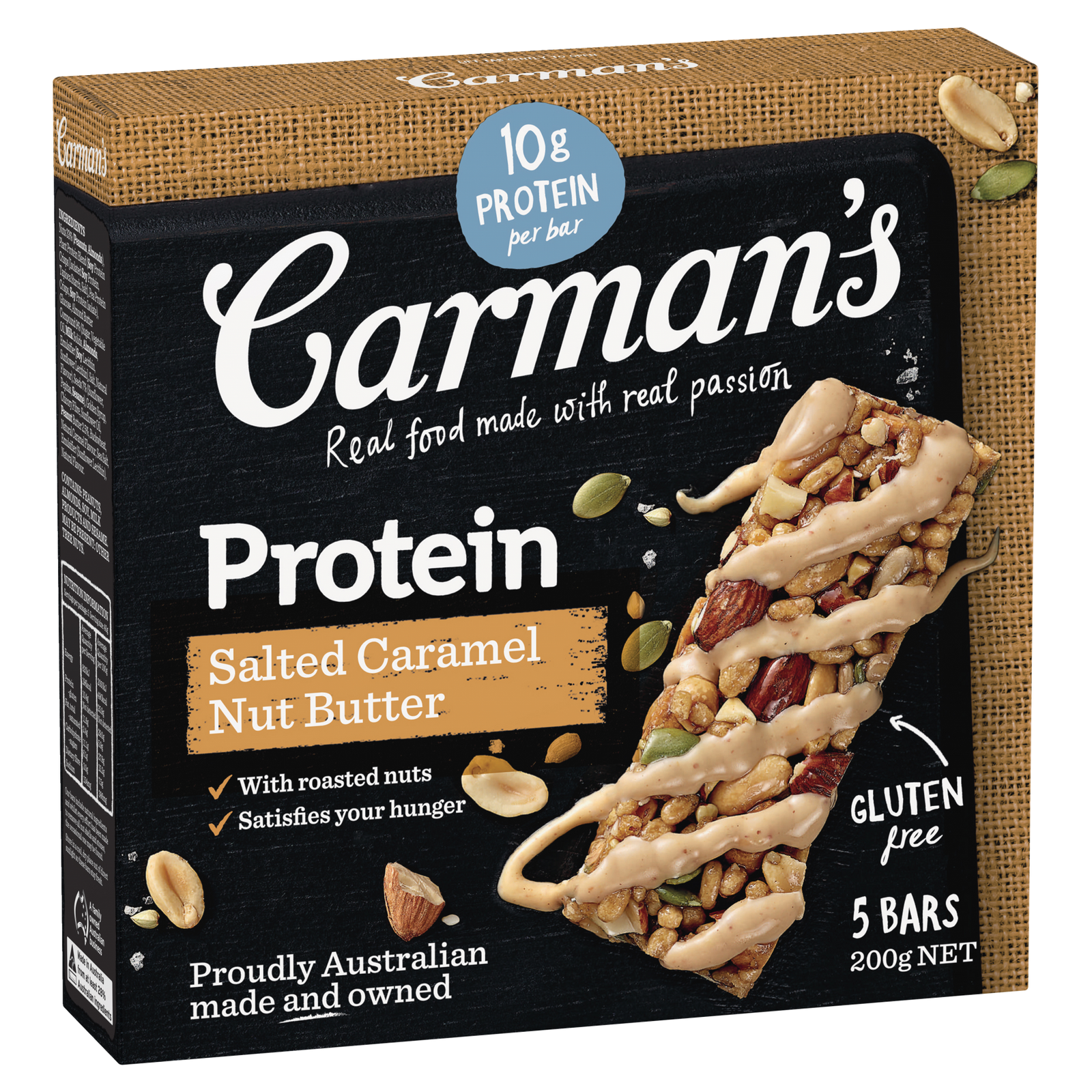 Carman's Salted Caramel Nut Butter Protein Bars 5pk  200g