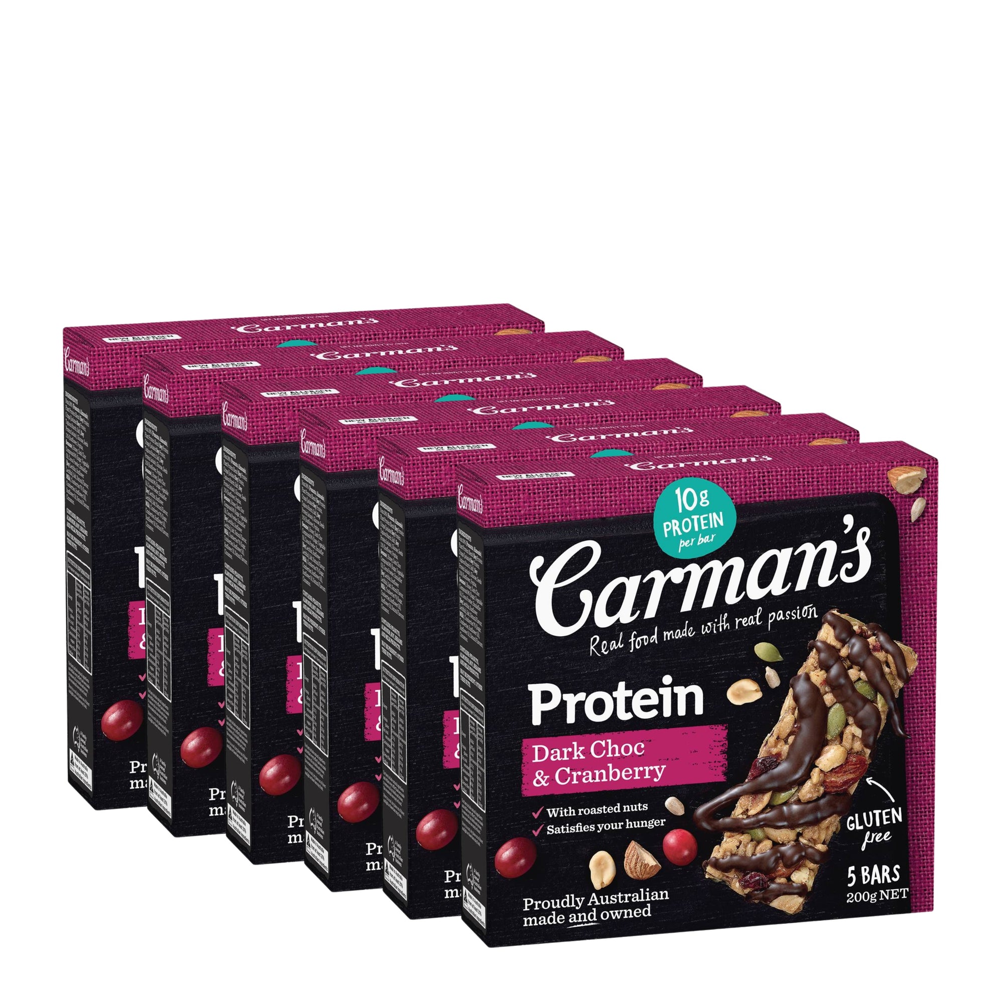 Carman's Dark Choc & Cranberry Protein Bars BULK 6 x 5pk