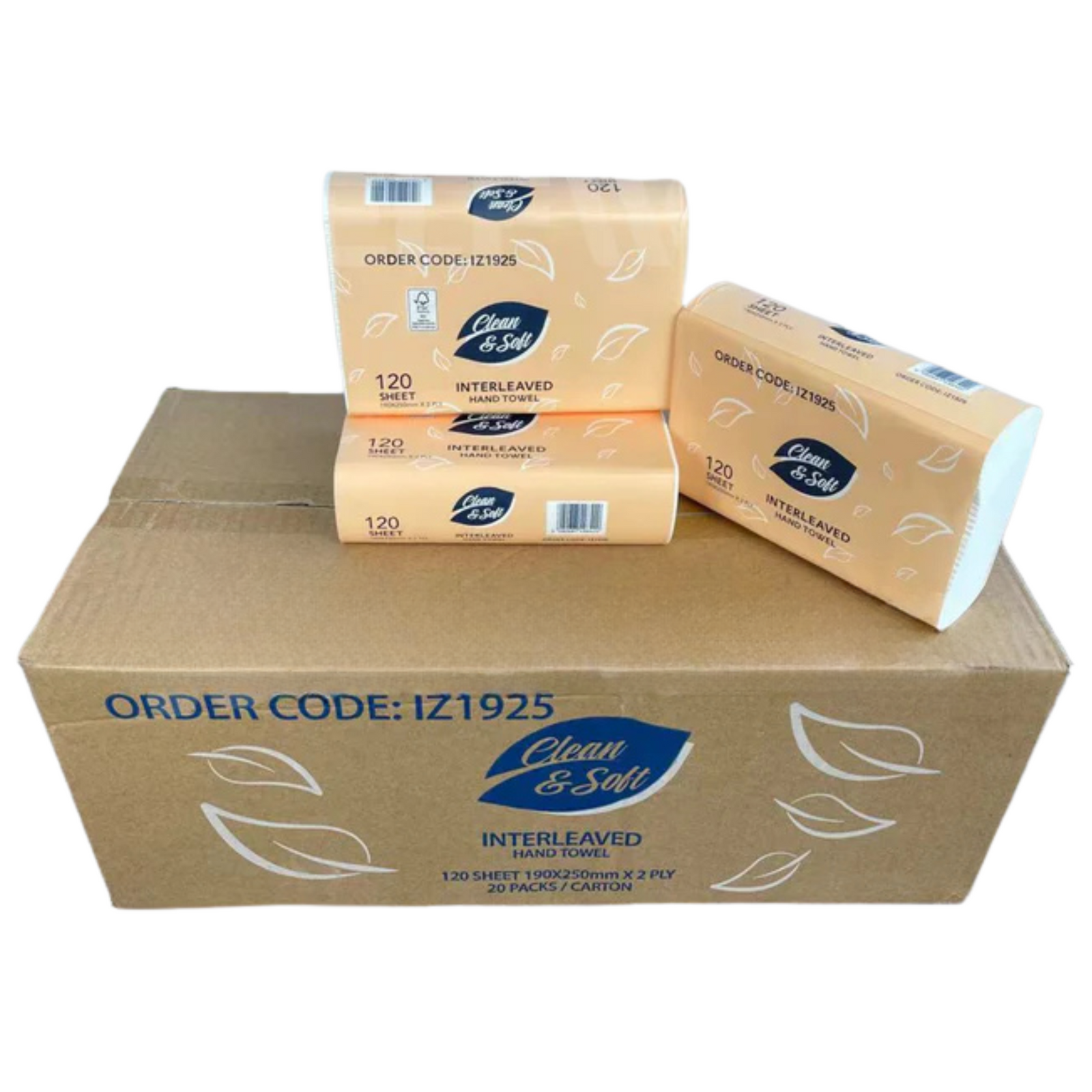 Clean & Soft Compact Interleaved Hand Towel Luxury 2 ply 190x250mm  2400 per carton