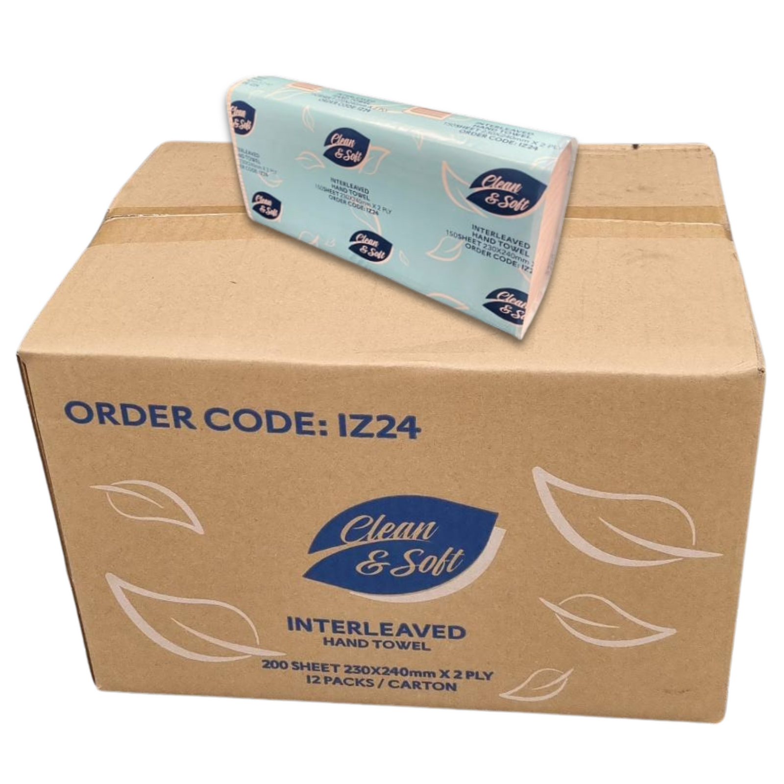 Clean & Soft Ultraslim Interleaved Hand Towel 240x230mm Luxury 2ply 2400 per carton