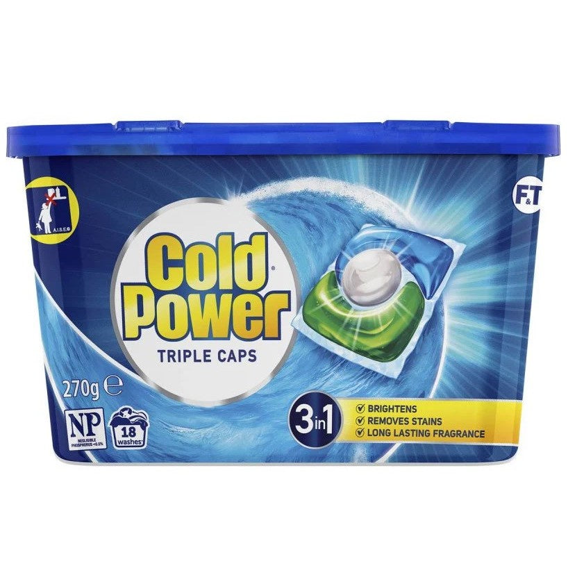 Cold Power Regular Laundry Detergent Triple Capsules 18 Pack