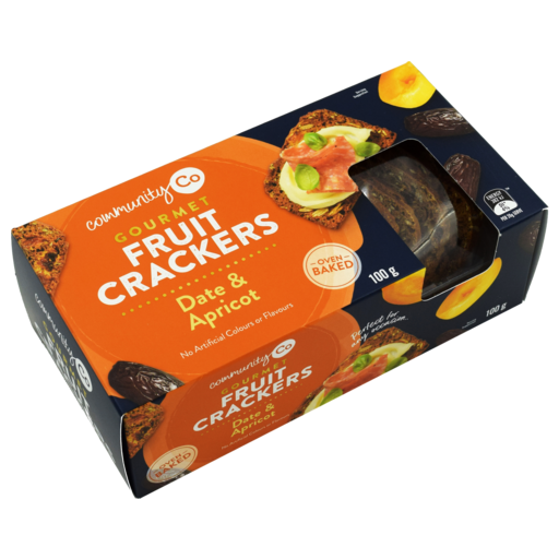 Community Co Fruit Gourmet  Date & Apricot Cracker 100g