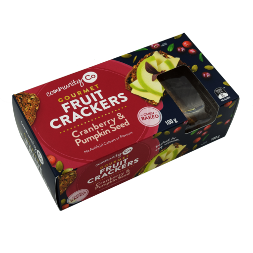 Community Co Gourmet Fruit Crackers, Cranberry and Pumpkin Seed 100g