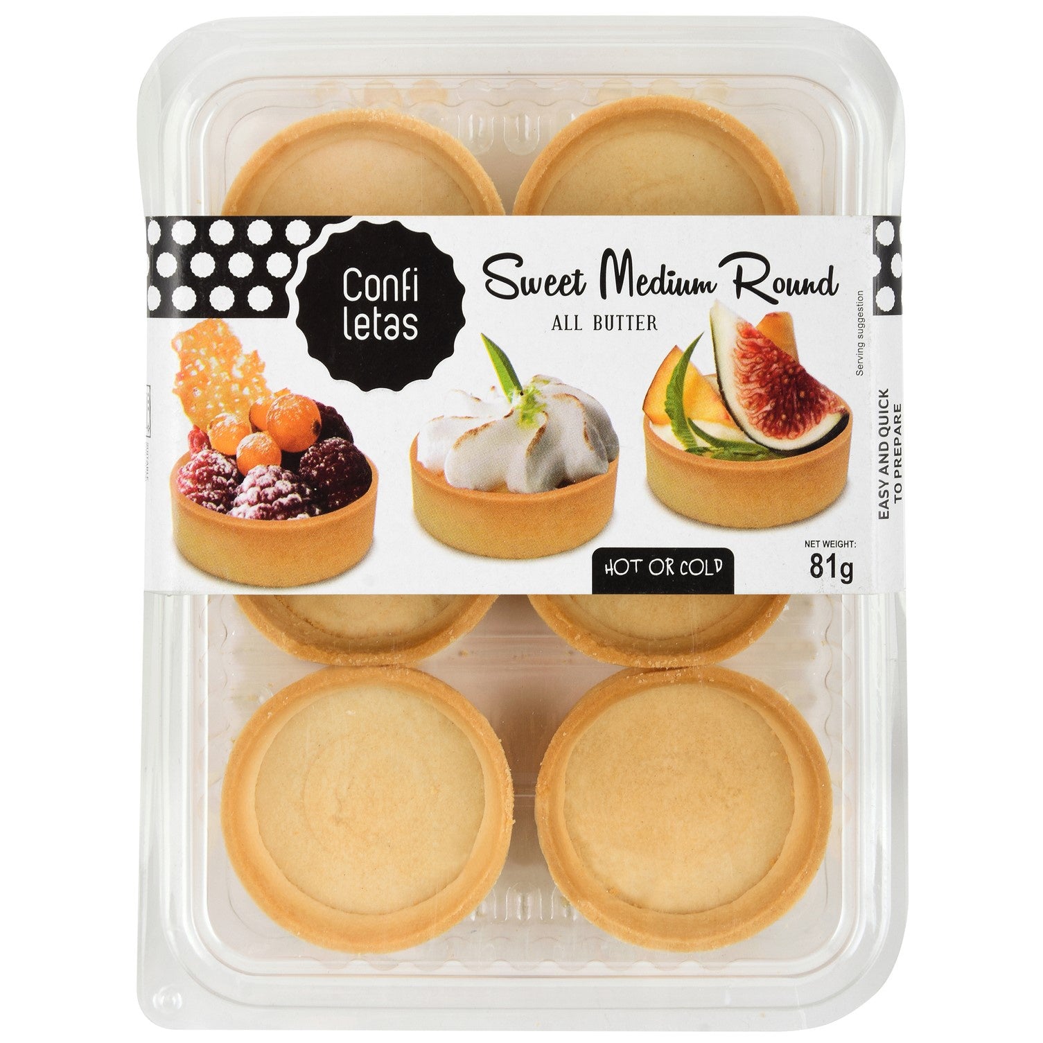 Confiletas Sweet Medium Round Pastry Case x 6 81g