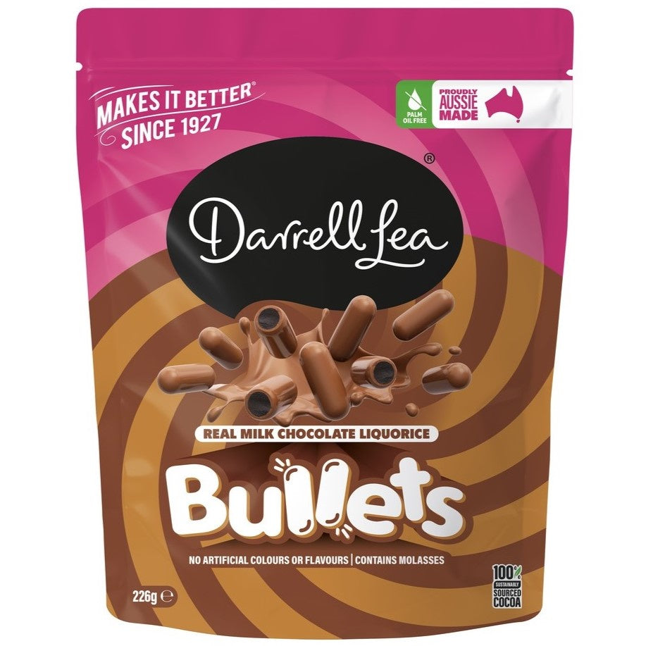 Darrell Lea Milk Choc Liquorice Bullets 226g