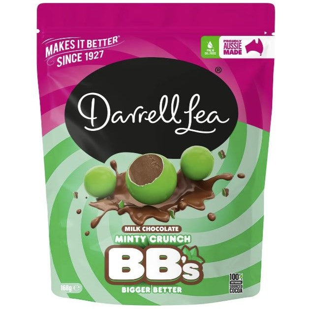 Darrell Lea  Milk Chocolate Minty Crunch BB's 168g