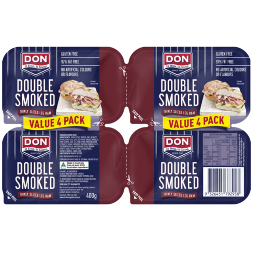 Don  Double Thinly  Sliced  Smoked Ham 400g ( 4pk x 100g)