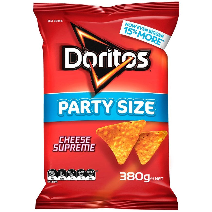 Doritos Corn Chips Cheese Supreme Party Size 380g