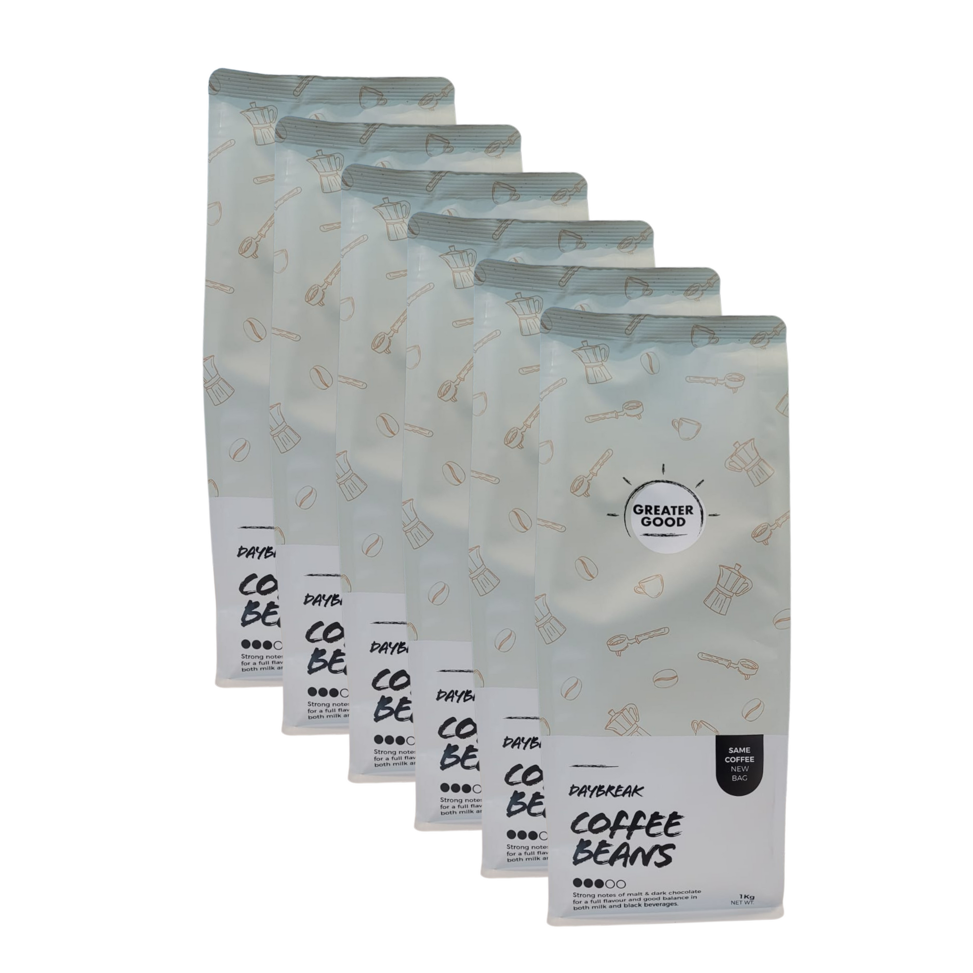 Greater Good Coffee Beans Daybreak Premium Blend Medium Roast - BULK 1kg x 6pk