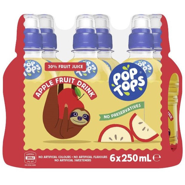 Pop Tops Fruit Drink Apple  250ml X 6 Pack